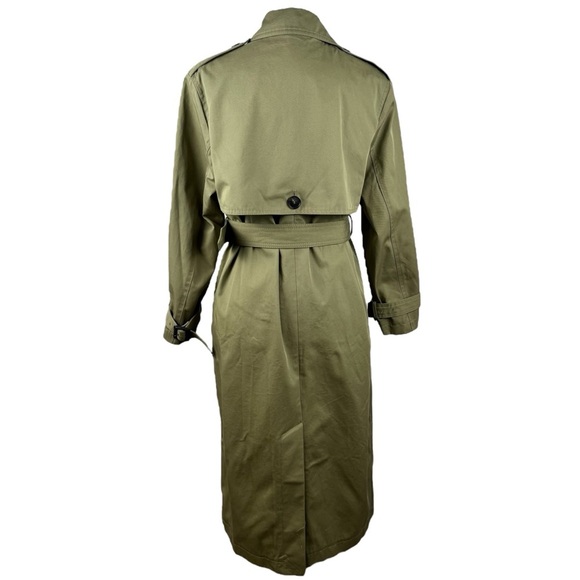 ZARA Oversized Belted Double Breasted Long Trench Coat Khaki Taupe Green  XSmall - Picture 9 of 16